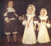 unknow artist THe Mason Children:David,Joanna,and Abigail oil painting on canvas